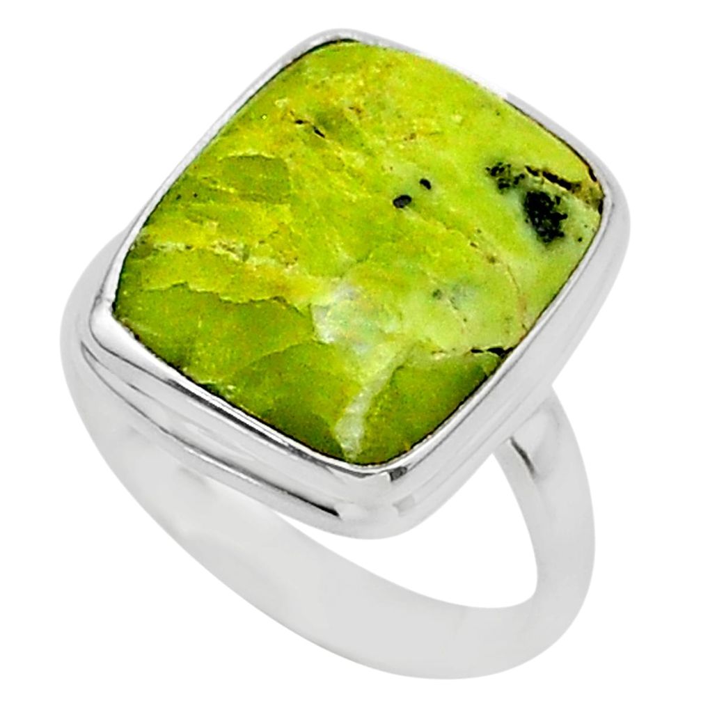 14.26cts solitaire natural yellow lizardite 925 silver ring size 9.5 t24676