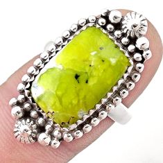8.34cts solitaire natural yellow lizardite octagan silver ring size 7 u39431
