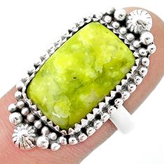 14.42cts solitaire natural yellow lizardite octagan silver ring size 8 u39448