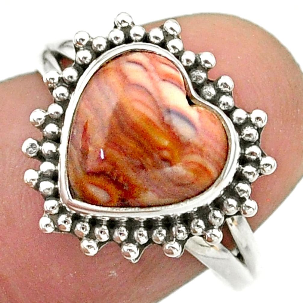 5.03cts solitaire natural yellow snakeskin jasper 925 silver ring size 7 t41610