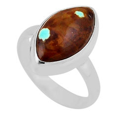 6.66cts solitaire no 8 turquoise marquise sterling silver ring size 6.5 n34796