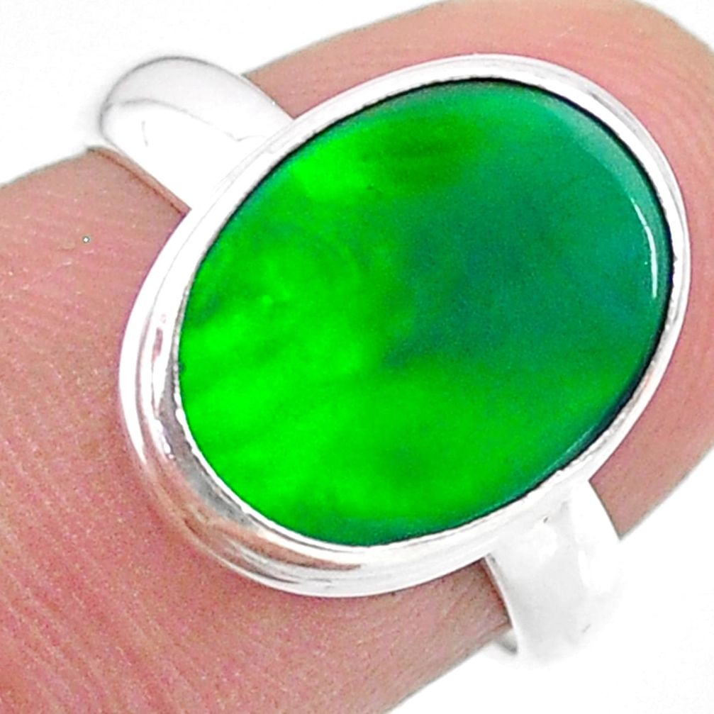 3.73cts solitaire northern lights aurora opal lab silver ring size 7 t24922