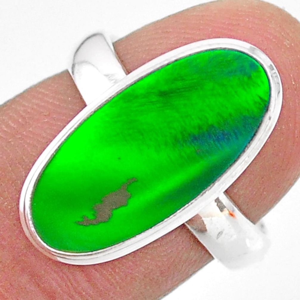 4.06cts solitaire northern lights aurora opal lab silver ring size 7 t24981
