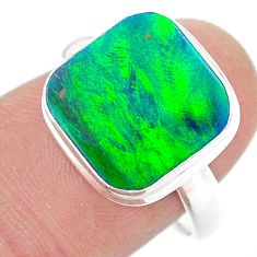 4.26cts solitaire northern lights aurora opal lab silver ring size 8 t24979