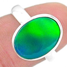 3.66cts solitaire northern lights aurora opal lab silver ring size 6.5 t24956