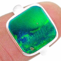 3.98cts solitaire northern lights aurora opal lab silver ring size 6.5 t24961