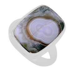 13.27cts solitaire ocean sea jasper (madagascar) 925 silver ring size 7.5 n43220