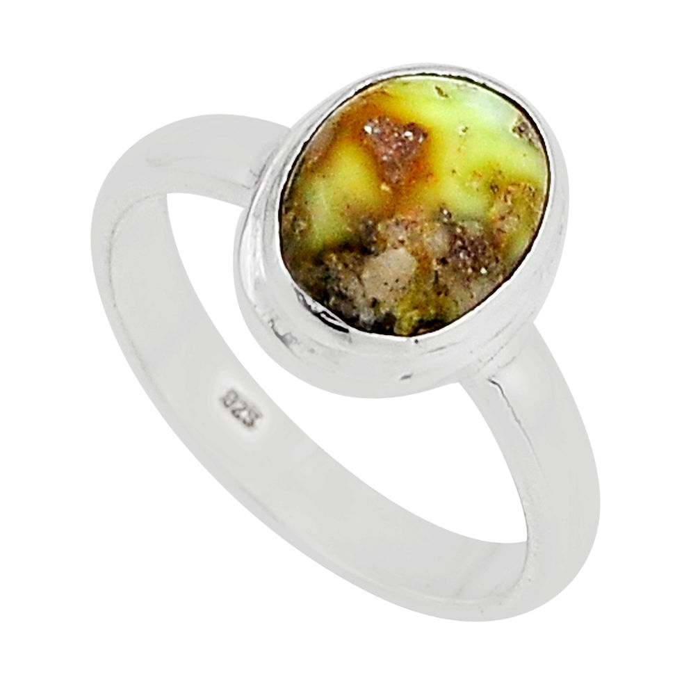 4.70cts solitaire palomino turquoise oval shape 925 silver ring size 7.5 n4464