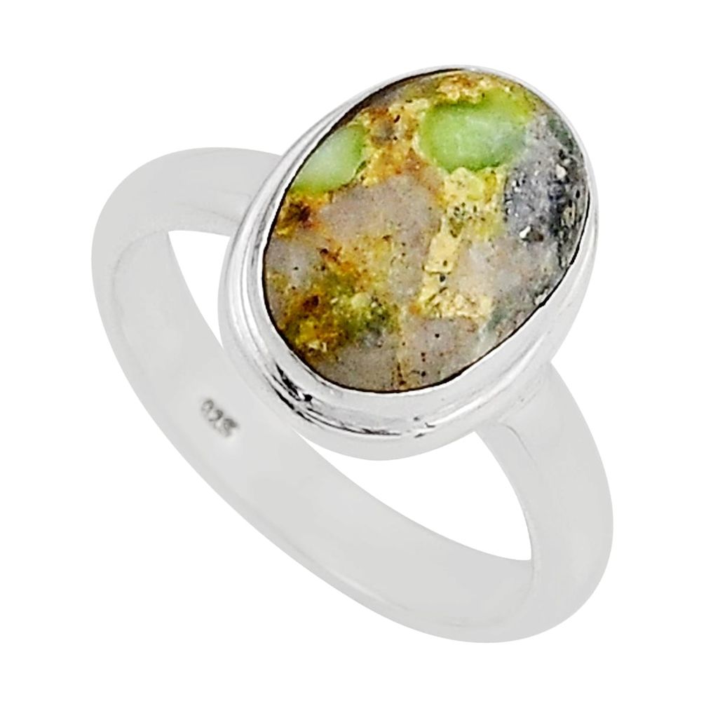 4.51cts solitaire palomino turquoise oval shape 925 silver ring size 7 n4468