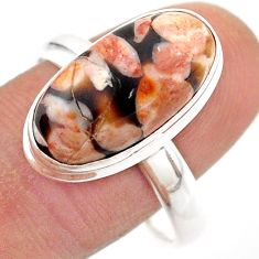 8.14cts solitaire peanut petrified wood fossil 925 silver ring size 11 t61526