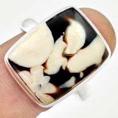 14.45cts solitaire peanut petrified wood fossil 925 silver ring size 11 u43946
