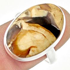13.91cts solitaire peanut petrified wood fossil 925 silver ring size 9 u43968