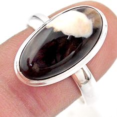 7.97cts solitaire peanut petrified wood fossil 925 silver ring size 8.5 t61541