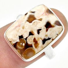 12.81cts solitaire peanut petrified wood fossil 925 silver ring size 9.5 u43963