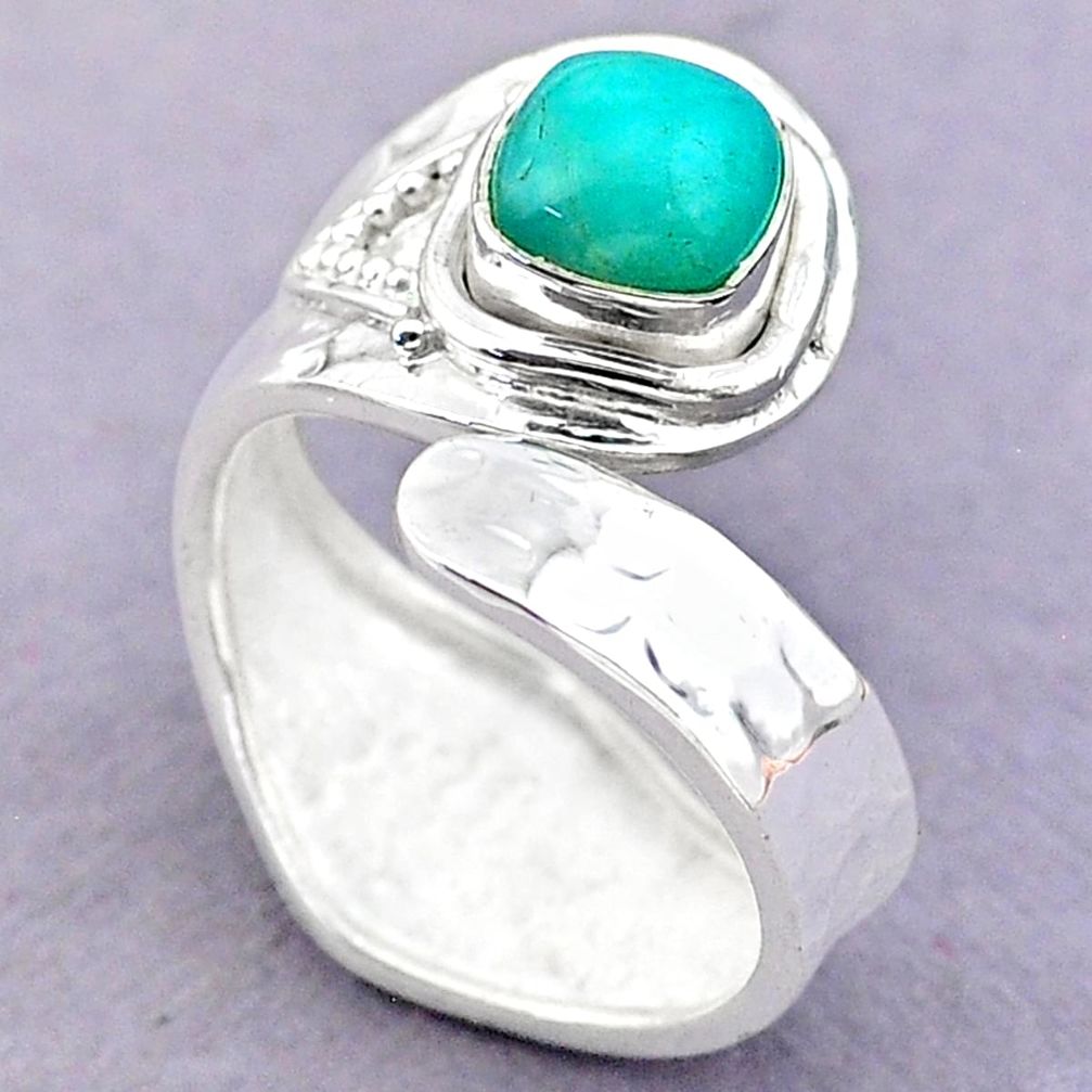 2.44cts solitaire peruvian amazonite 925 silver adjustable ring size 6 t32238