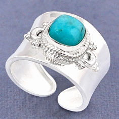 2.54cts solitaire peruvian amazonite 925 silver adjustable ring size 6.5 y46437