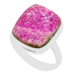 14.26cts solitaire pink cobalt calcite druzy 925 silver ring size 11 u89141