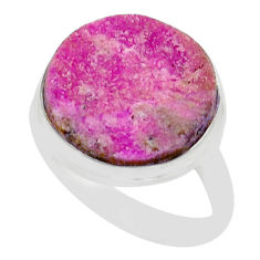 11.19cts solitaire pink cobalt calcite druzy 925 silver ring size 10.5 u89142