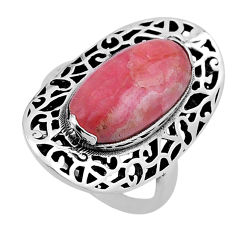 7.85cts solitaire pink rhodochrosite inca rose 925 silver ring size 7.5 n50842