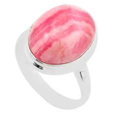 10.37cts solitaire pink rhodochrosite inca rose 925 silver ring size 8.5 t59222