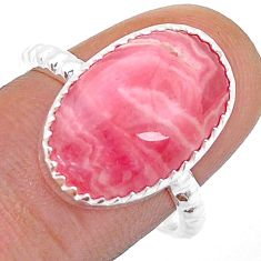 8.31cts solitaire pink rhodochrosite inca rose 925 silver ring size 8.5 u76681