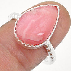 7.85cts solitaire pink rhodochrosite inca rose 925 silver ring size 8.5 u76704