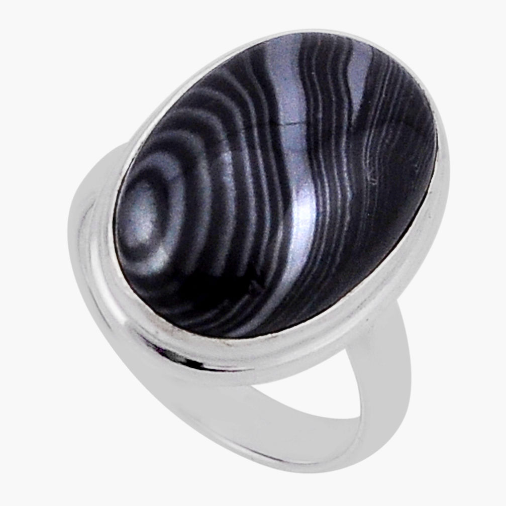 9.65cts solitaire psilomelane (crown of silver) 925 silver ring size 5.5 n35550