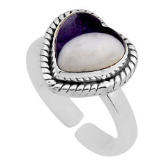 5.28cts solitaire purple chevron amethyst silver adjustable ring size 7 y94621
