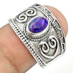 1.39cts solitaire purple copper turquoise 925 silver band ring size 8 u24085