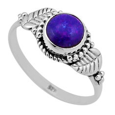 2.52cts solitaire purple copper turquoise 925 silver leaf ring size 6.5 n47461