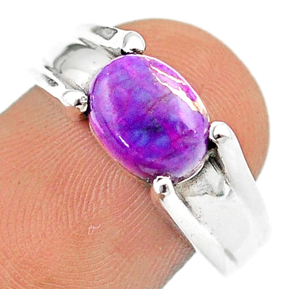 3.21cts solitaire purple copper turquoise 925 silver mens ring size 7.5 u24241