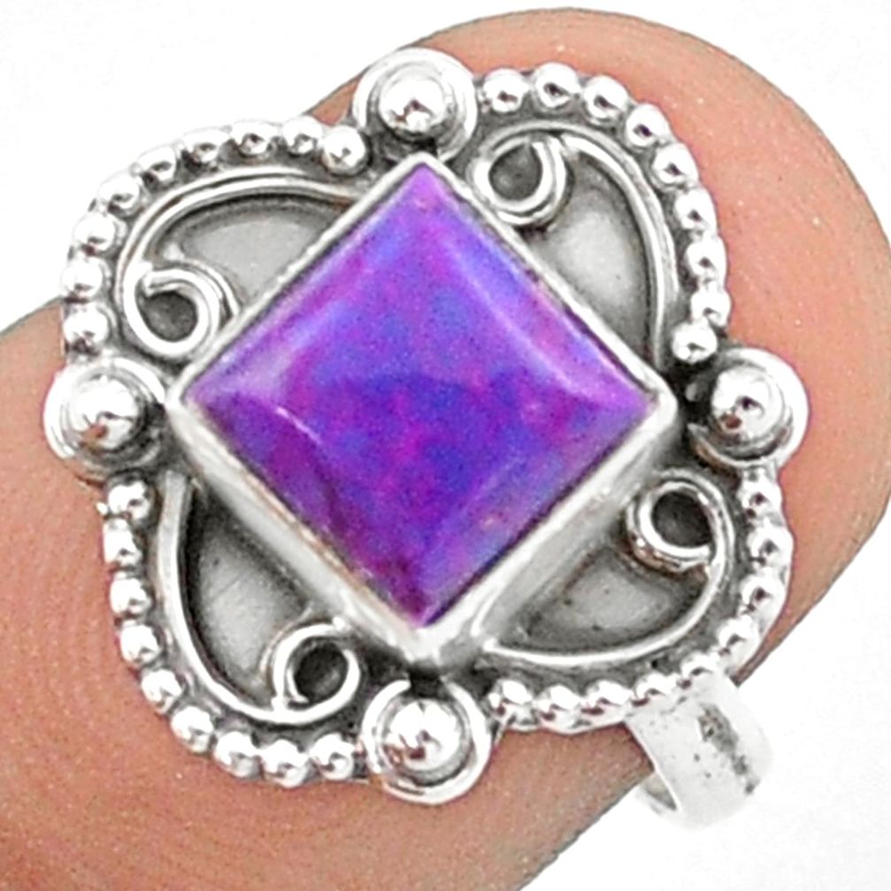 2.39cts solitaire purple copper turquoise 925 silver ring size 6.5 u20881