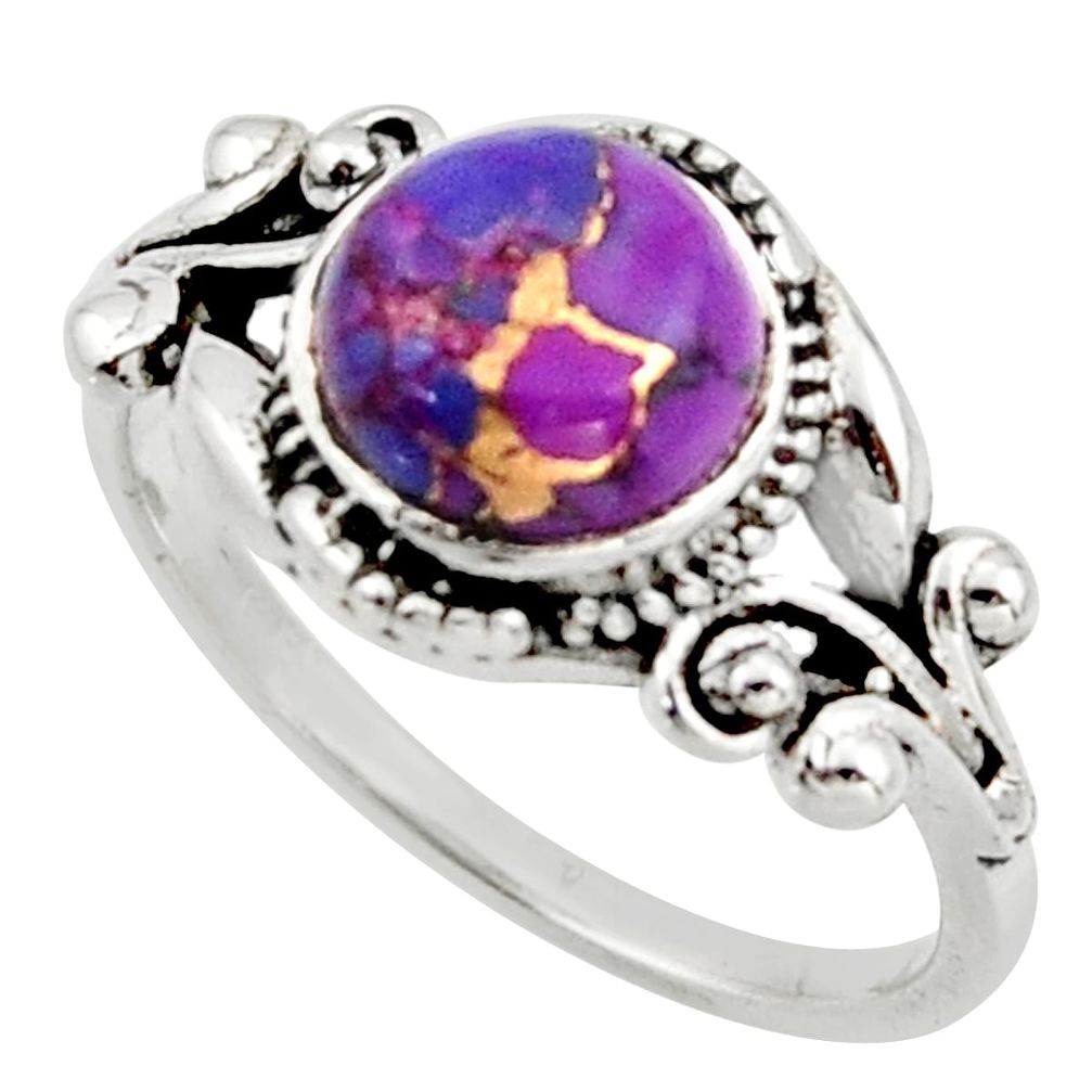 3.01cts solitaire purple copper turquoise 925 sterling silver ring size 7 r40849