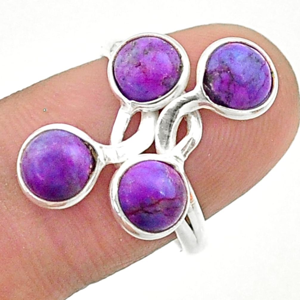 3.94cts solitaire purple copper turquoise 925 sterling silver ring size 7 t19169