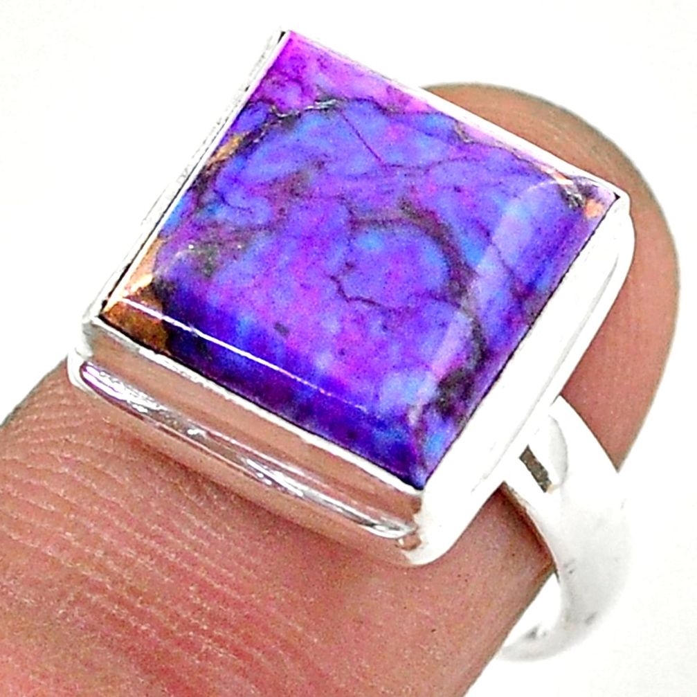 7.12cts solitaire purple copper turquoise 925 sterling silver ring size 7 t42861