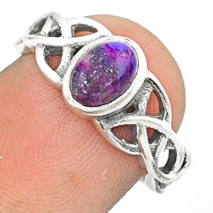 1.52cts solitaire purple copper turquoise 925 sterling silver ring size 7 u23862