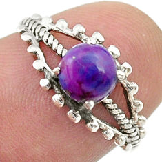 1.08cts solitaire purple copper turquoise 925 sterling silver ring size 7 u50358