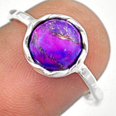 2.81cts solitaire purple copper turquoise 925 sterling silver ring size 7 u9131