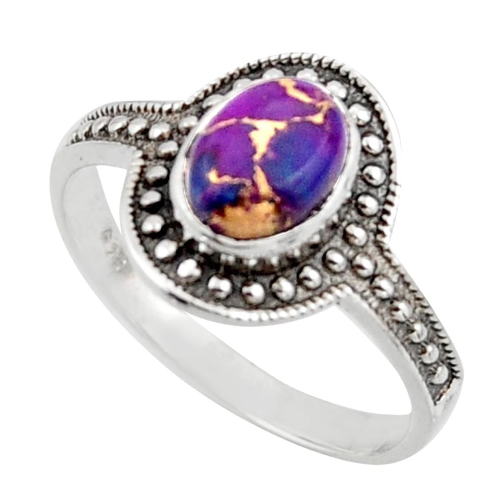 1.81cts solitaire purple copper turquoise 925 sterling silver ring size 8 r41922