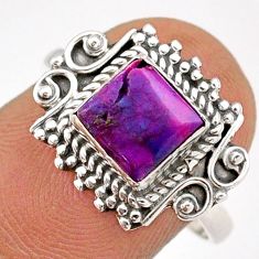 2.28cts solitaire purple copper turquoise 925 sterling silver ring size 8 t85662
