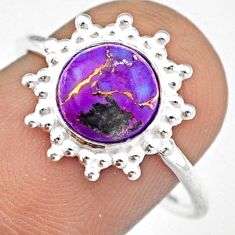 2.74cts solitaire purple copper turquoise 925 sterling silver ring size 8 u9057