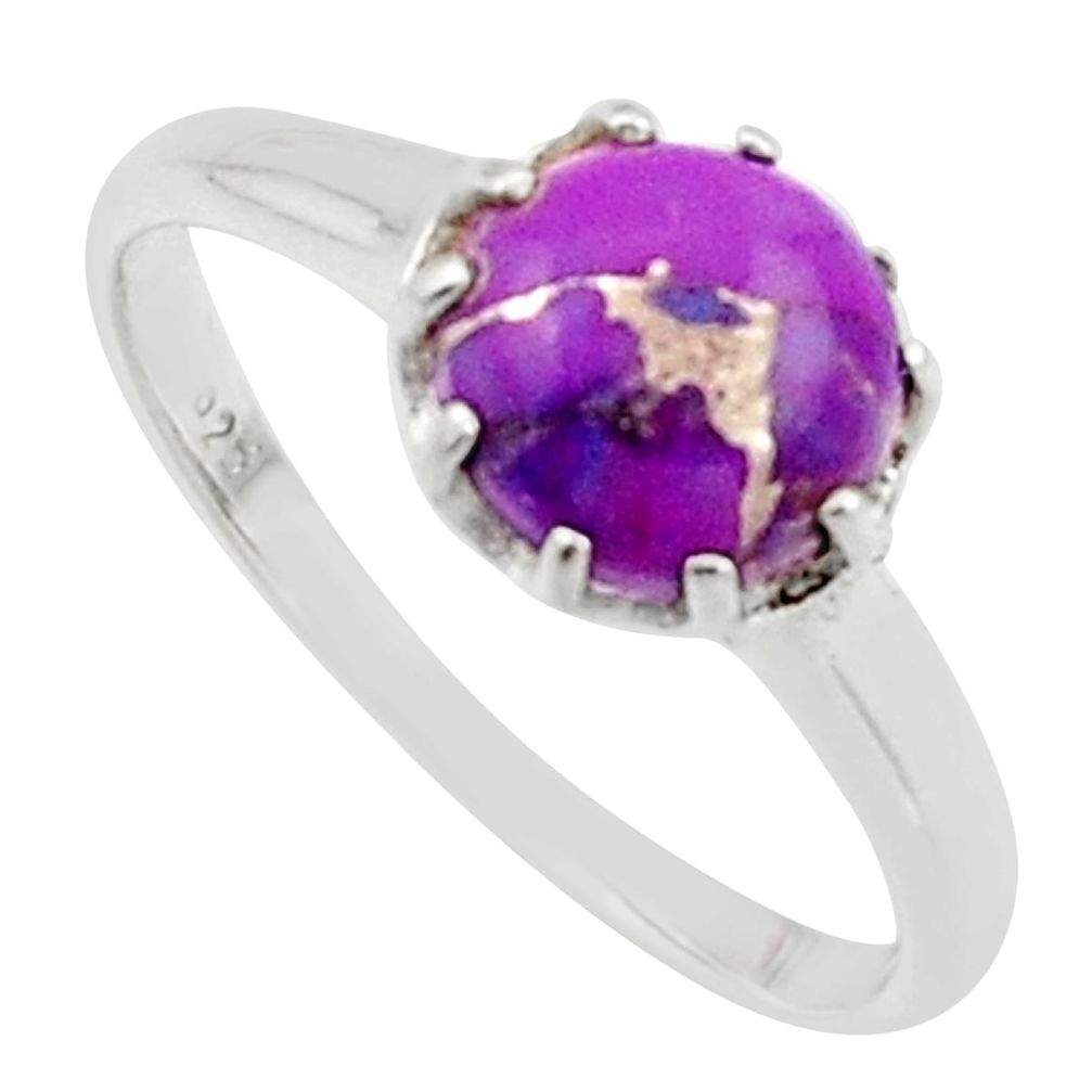 2.72cts solitaire purple copper turquoise 925 sterling silver ring size 9 r40545