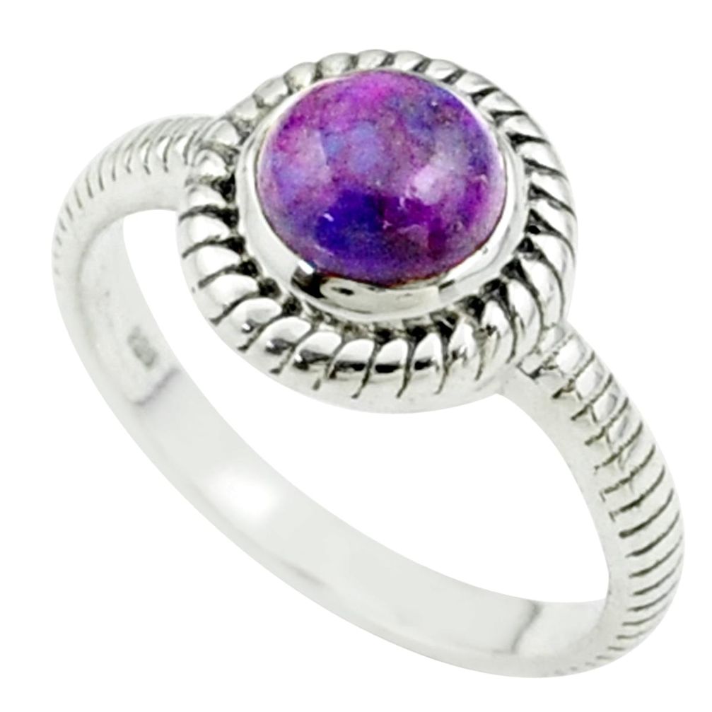 2.19cts solitaire purple copper turquoise 925 sterling silver ring size 9 t77967