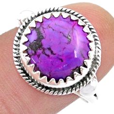 5.28cts solitaire purple copper turquoise 925 sterling silver ring size 9 u51498