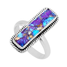 6.67cts solitaire purple copper turquoise baguette silver ring size 10.5 y67140