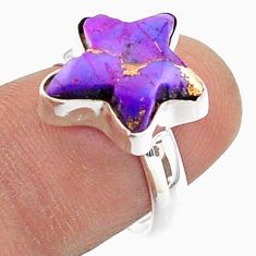 6.27cts solitaire purple copper turquoise silver star fish ring size 7 t63385