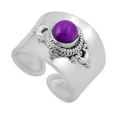 0.88cts solitaire purple phosphosiderite silver adjustable ring size 7 n49981