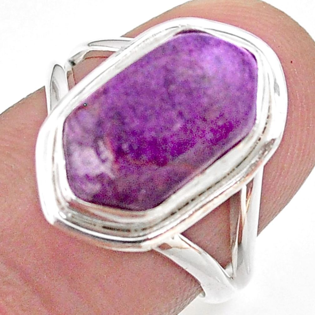 5.09cts solitaire purpurite stichtite 925 silver hexagon ring size 7 t48678
