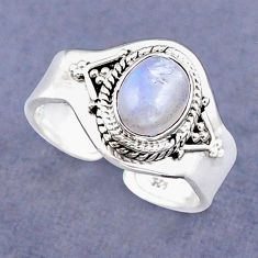 2.92cts solitaire rainbow moonstone 925 silver adjustable ring size 8.5 y26712