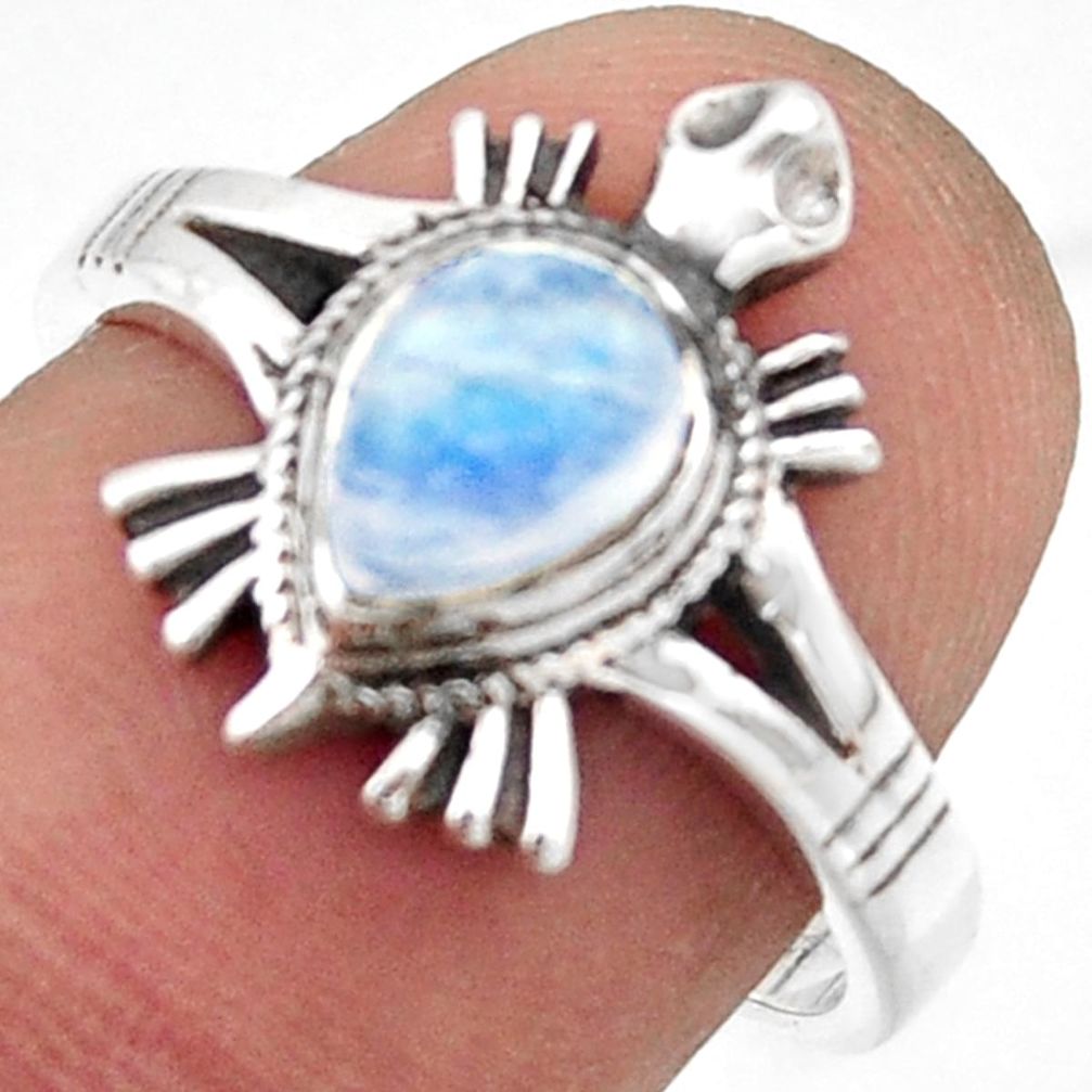 1.57cts solitaire rainbow moonstone 925 silver tortoise ring size 7.5 r41936